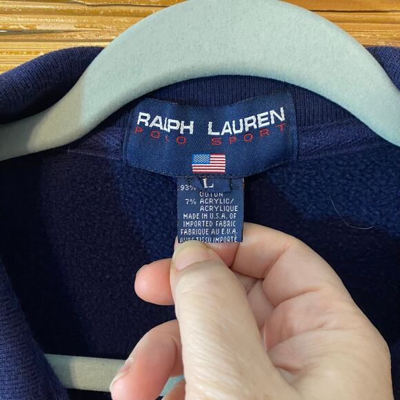 Vintage Polo Sport Ralph Lauren Zip Jacket Navy Blue USA Made Men’s Large - Picture 8 of 8